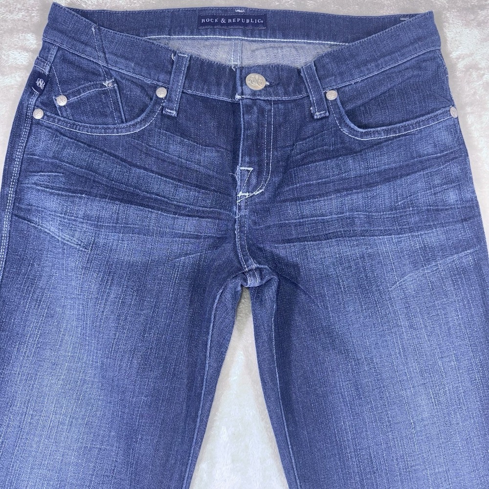 Rock & Republic Kasandra Jeans Size 29x35 Dark Low Rise Bootcut Classic - Picture 3 of 14